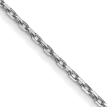 14K White Gold 24 Inch .8mm Diamond-Cut Cable With Spring Ring Clasp Chain Necklace