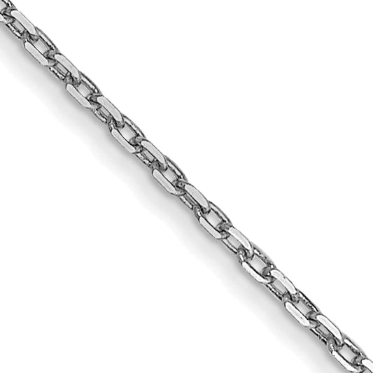 14K White Gold 18 Inch .8mm Diamond-Cut Cable With Spring Ring Clasp Chain Necklace
