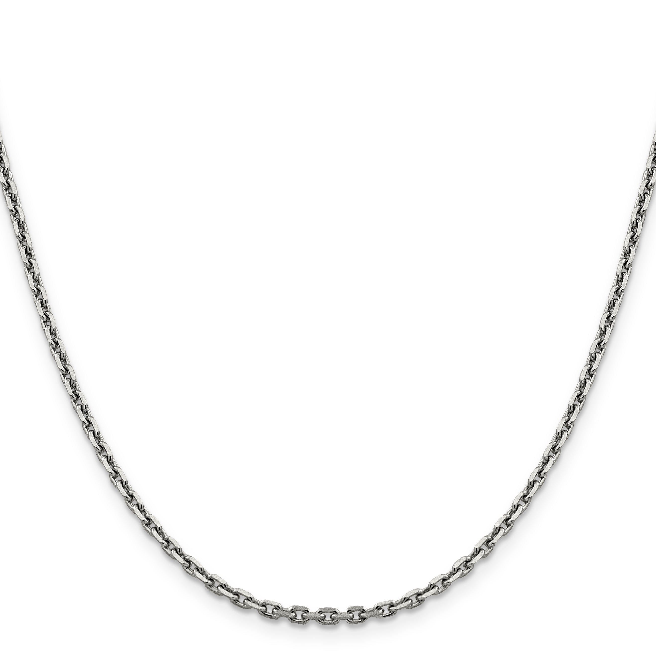 14K White Gold 24 Inch 2.5mm Diamond-Cut Cable With Lobster Clasp Chain Necklace