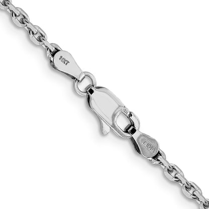 14K White Gold 16 Inch 2.5mm Diamond-Cut Cable With Lobster Clasp Chain Necklace