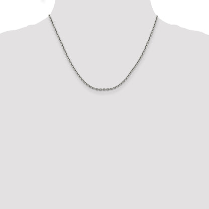 14K White Gold 18 Inch 2.5mm Diamond-Cut Cable With Lobster Clasp Chain Necklace