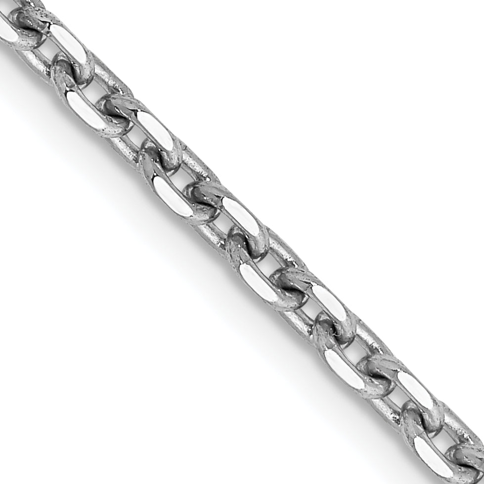 14K White Gold 16 Inch 2.5mm Diamond-Cut Cable With Lobster Clasp Chain Necklace