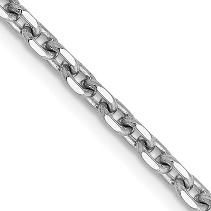 14K White Gold 16 Inch 2.5mm Diamond-Cut Cable With Lobster Clasp Chain Necklace