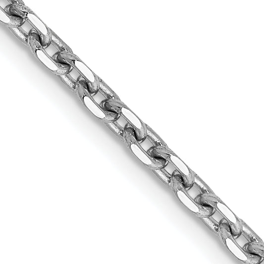 14K White Gold 16 Inch 2.5mm Diamond-Cut Cable With Lobster Clasp Chain Necklace