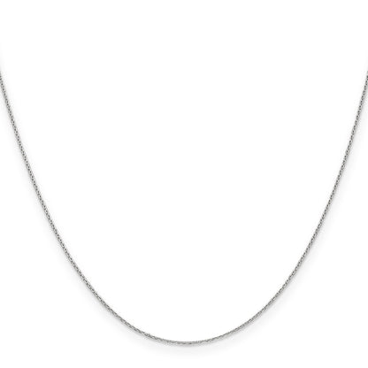 14K White Gold 18 Inch .65mm Diamond-Cut Round Open Link Cable With Lobster Clasp Chain Necklace