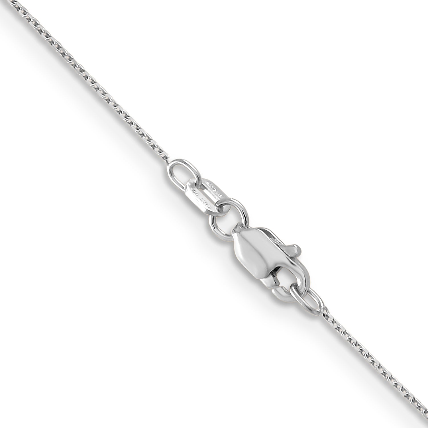 14K White Gold 18 Inch .65mm Diamond-Cut Round Open Link Cable With Lobster Clasp Chain Necklace