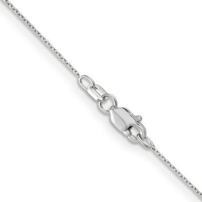 14K White Gold 18 Inch .65mm Diamond-Cut Round Open Link Cable With Lobster Clasp Chain Necklace