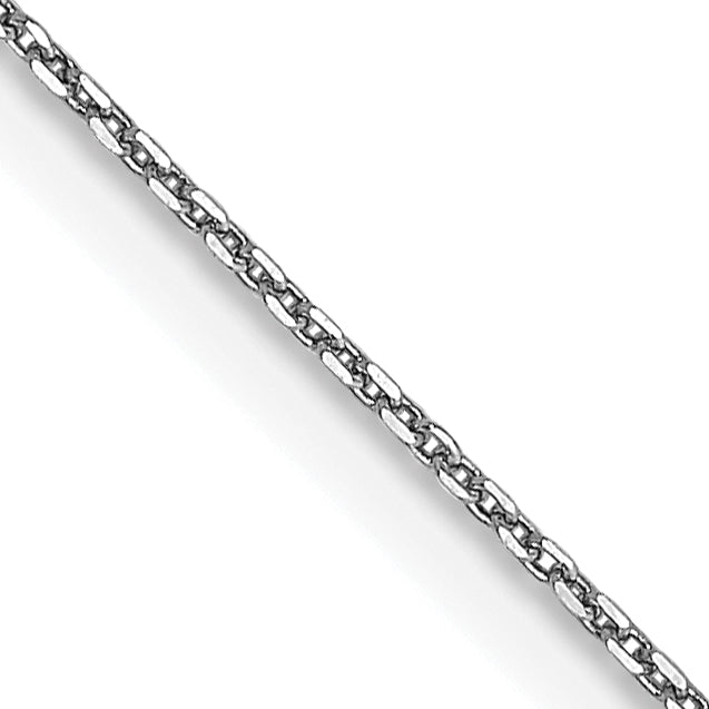 14K White Gold 18 Inch .65mm Diamond-Cut Round Open Link Cable With Lobster Clasp Chain Necklace