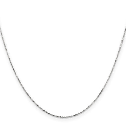 14K White Gold 22 Inch .8mm Diamond-Cut Round Open Link Cable With Lobster Clasp Chain Necklace
