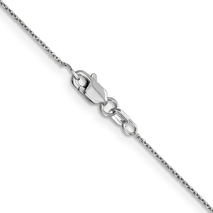 14K White Gold 18 Inch .8mm Diamond-Cut Round Open Link Cable With Lobster Clasp Chain Necklace