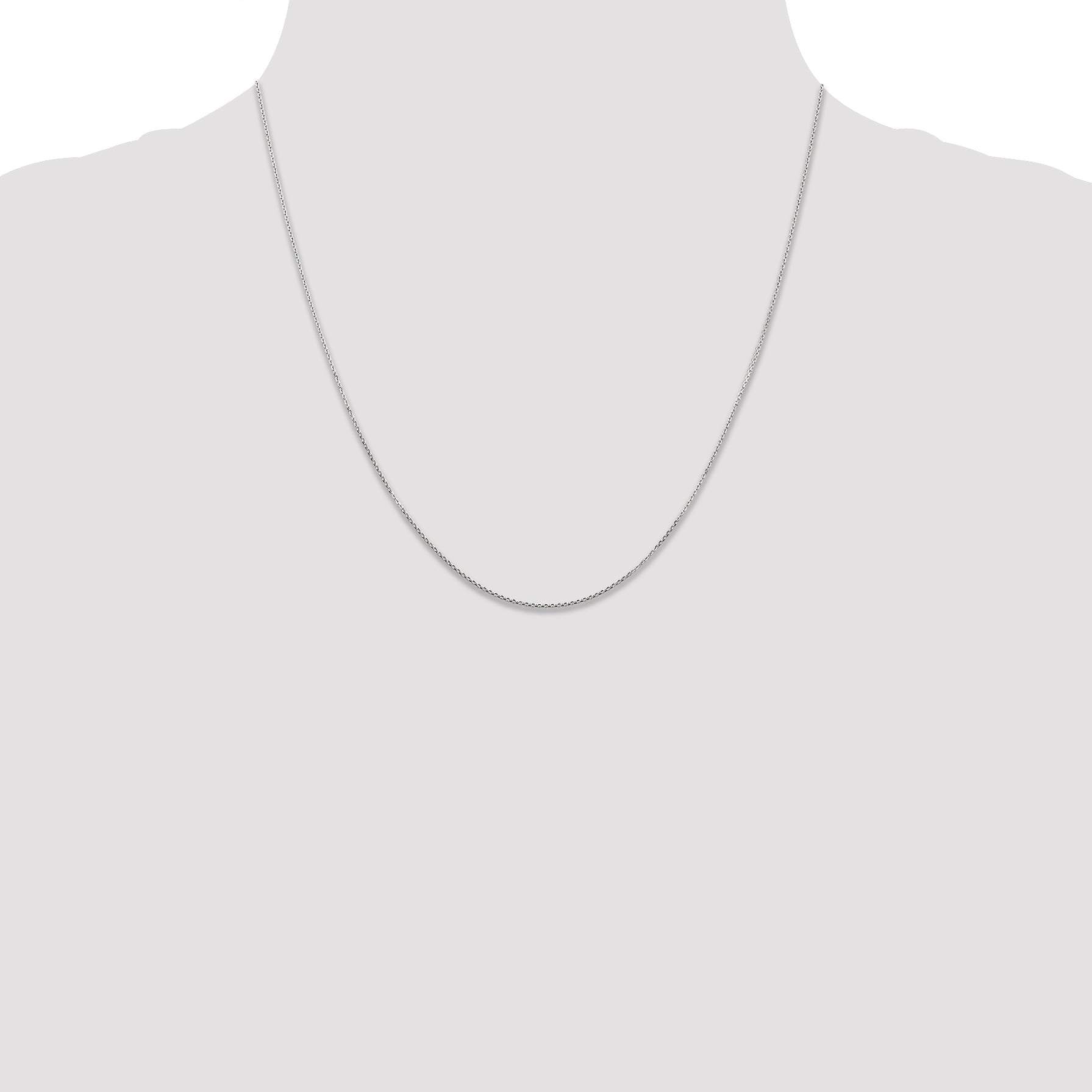 14K White Gold 20 Inch .8mm Diamond-Cut Round Open Link Cable With Lobster Clasp Chain Necklace