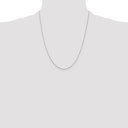 14K White Gold 22 Inch .8mm Diamond-Cut Round Open Link Cable With Lobster Clasp Chain Necklace