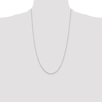 14K White Gold 26 Inch .8mm Diamond-Cut Round Open Link Cable With Lobster Clasp Chain Necklace