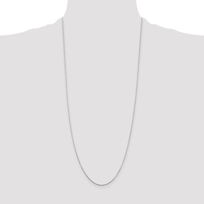 14K White Gold 30 Inch .8mm Diamond-Cut Round Open Link Cable With Lobster Clasp Chain Necklace