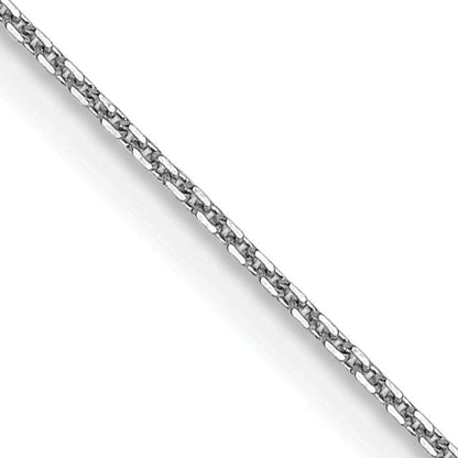 14K White Gold 22 Inch .8mm Diamond-Cut Round Open Link Cable With Lobster Clasp Chain Necklace