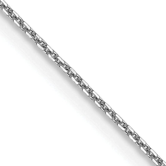 14K White Gold 26 Inch .8mm Diamond-Cut Round Open Link Cable With Lobster Clasp Chain Necklace