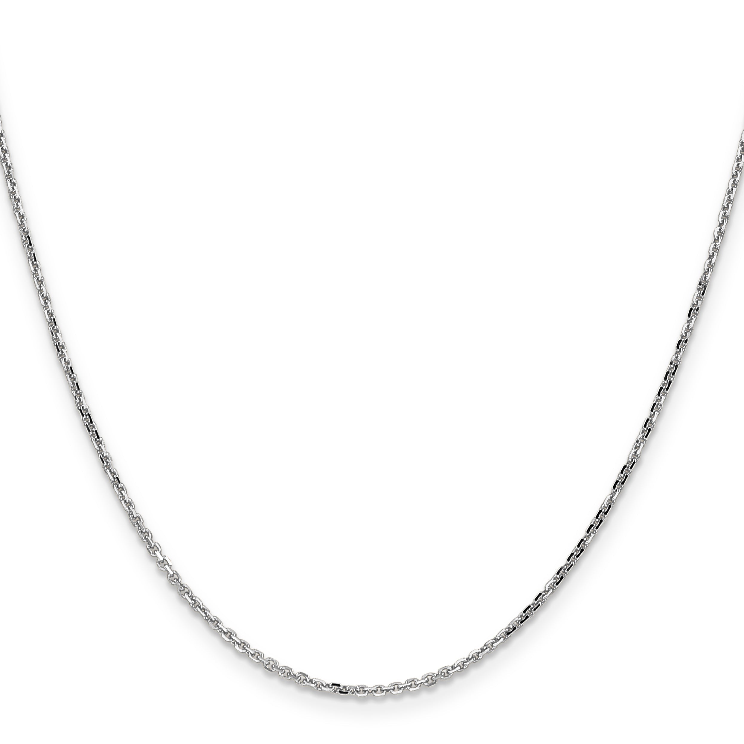 14K White Gold 30 Inch 1.4mm Diamond-Cut Round Open Link Cable With Lobster Clasp Chain Necklace