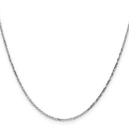 14K White Gold 30 Inch 1.4mm Diamond-Cut Round Open Link Cable With Lobster Clasp Chain Necklace