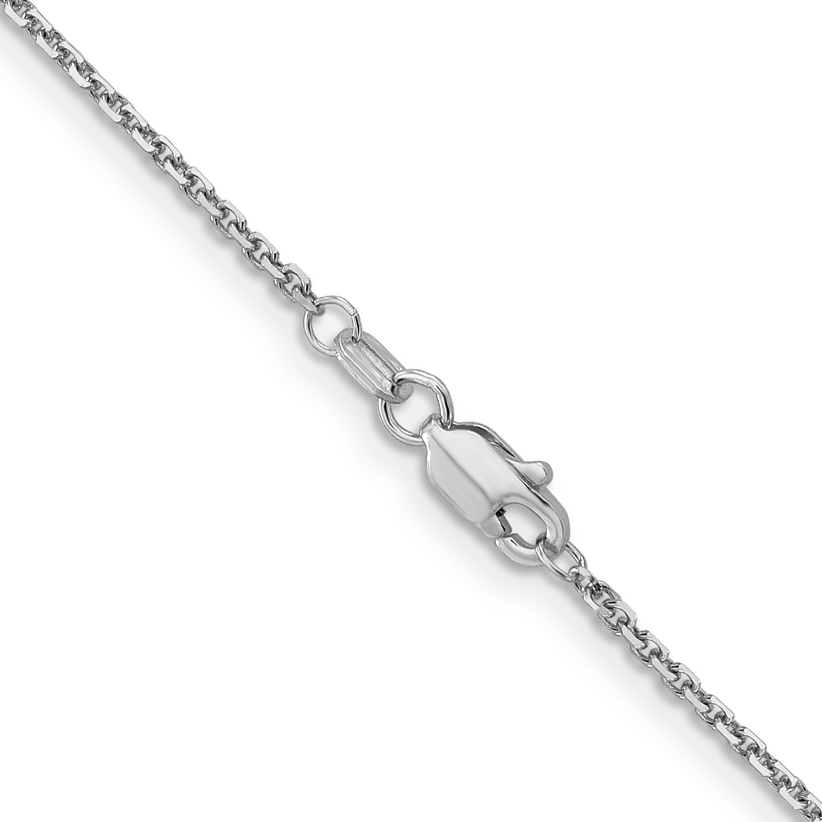 14K White Gold 30 Inch 1.4mm Diamond-Cut Round Open Link Cable With Lobster Clasp Chain Necklace