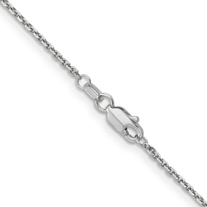 14K White Gold 16 Inch 1.4mm Diamond-Cut Round Open Link Cable With Lobster Clasp Chain Necklace