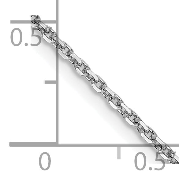 14K White Gold 14 Inch 1.4mm Diamond-Cut Round Open Link Cable With Lobster Clasp Chain Necklace