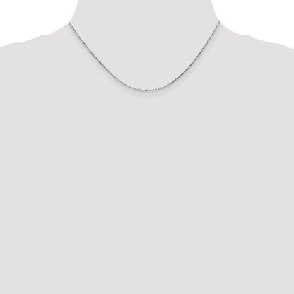 14K White Gold 16 Inch 1.4mm Diamond-Cut Round Open Link Cable With Lobster Clasp Chain Necklace