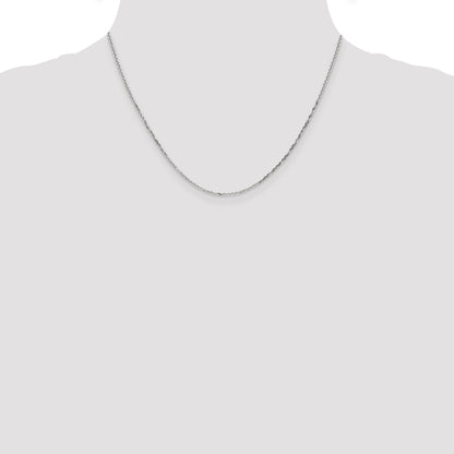 14K White Gold 18 Inch 1.4mm Diamond-Cut Round Open Link Cable With Lobster Clasp Chain Necklace