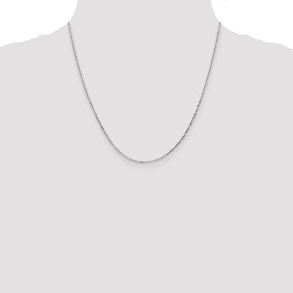 14K White Gold 20 Inch 1.4mm Diamond-Cut Round Open Link Cable With Lobster Clasp Chain Necklace