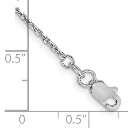 14K White Gold 10 Inch 1.4mm Diamond-Cut Round Open Link Cable With Lobster Clasp Anklet