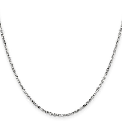 14K White Gold 18 Inch 1.8mm Diamond-Cut Round Open Link Cable With Lobster Clasp Chain Necklace