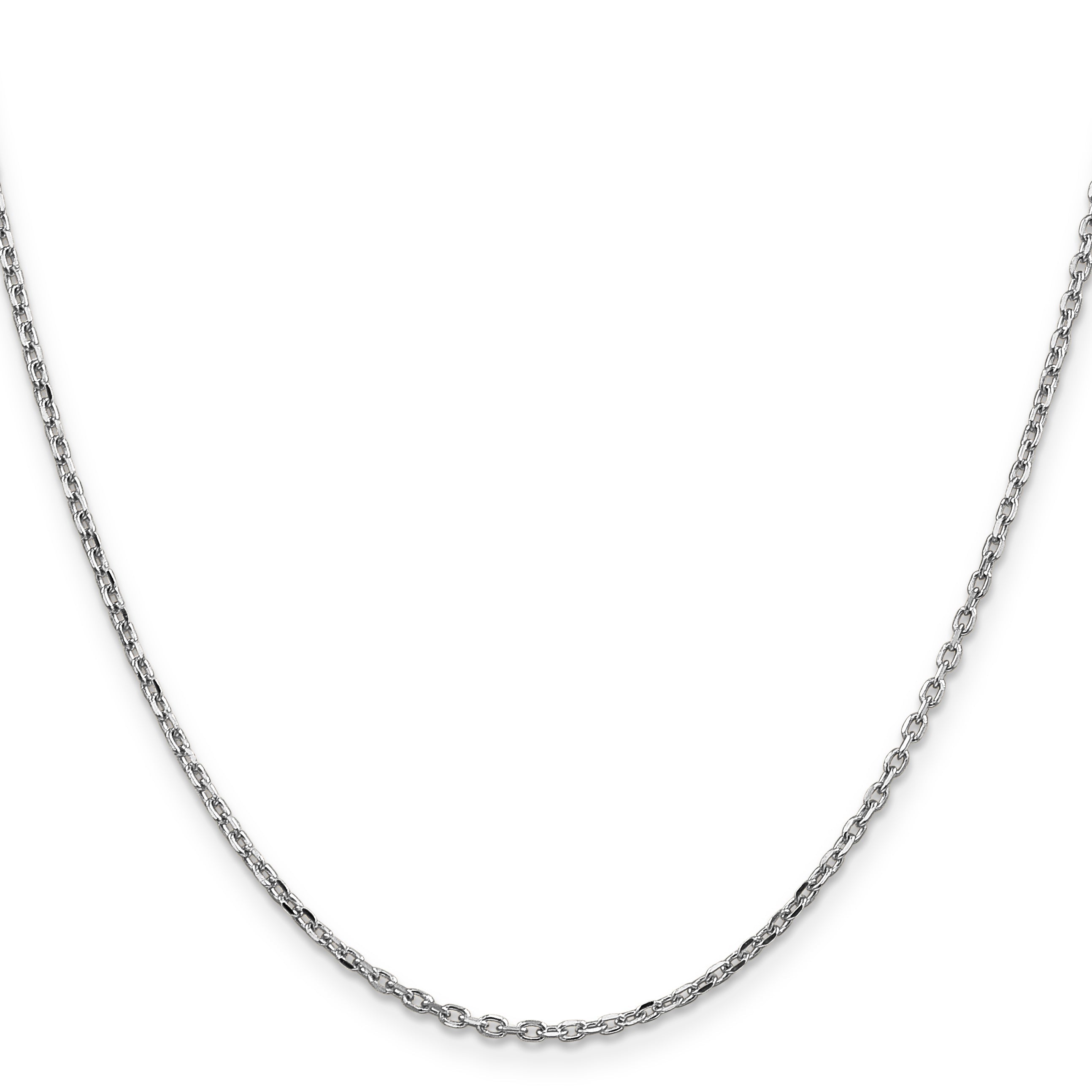 14K White Gold 20 Inch 1.8mm Diamond-Cut Round Open Link Cable With Lobster Clasp Chain Necklace