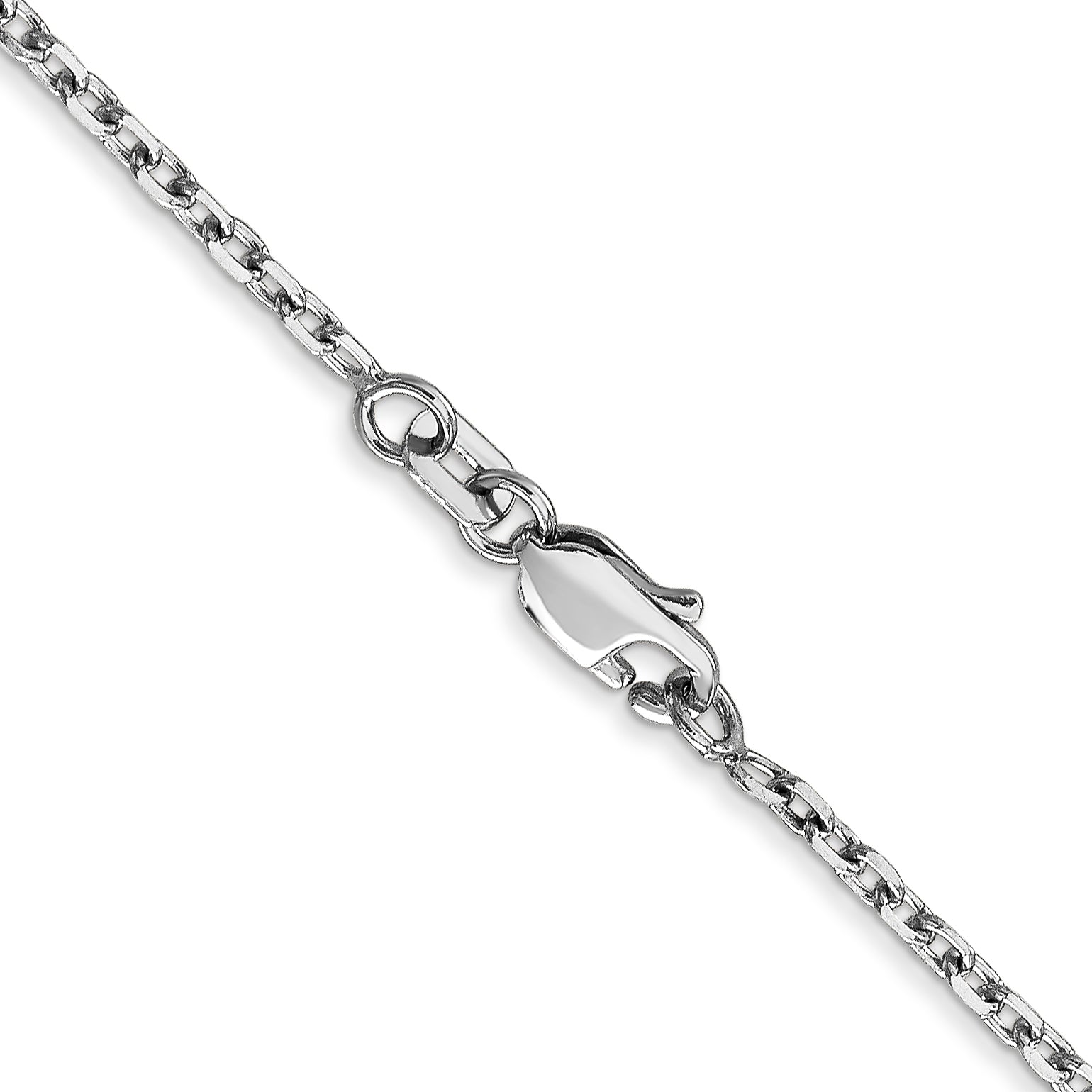 14K White Gold 20 Inch 1.8mm Diamond-Cut Round Open Link Cable With Lobster Clasp Chain Necklace