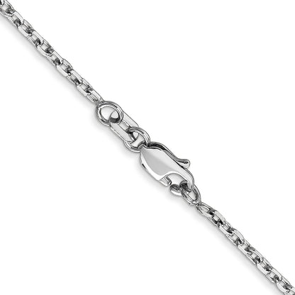 14K White Gold 20 Inch 1.8mm Diamond-Cut Round Open Link Cable With Lobster Clasp Chain Necklace