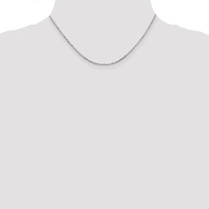 14K White Gold 16 Inch 1.8mm Diamond-Cut Round Open Link Cable With Lobster Clasp Chain Necklace