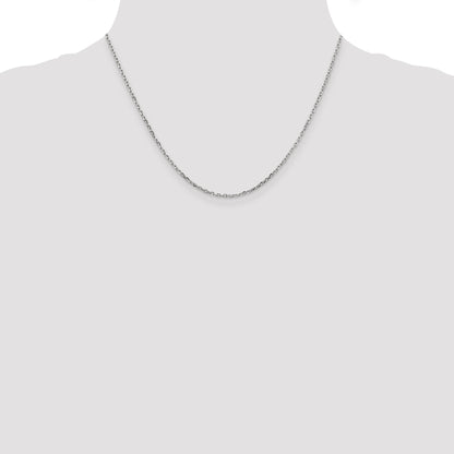 14K White Gold 18 Inch 1.8mm Diamond-Cut Round Open Link Cable With Lobster Clasp Chain Necklace