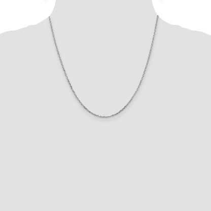 14K White Gold 20 Inch 1.8mm Diamond-Cut Round Open Link Cable With Lobster Clasp Chain Necklace