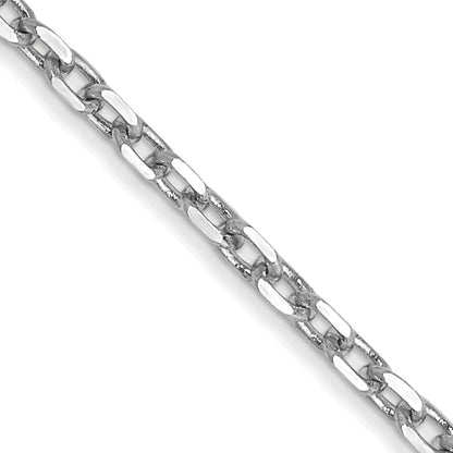 14K White Gold 20 Inch 1.8mm Diamond-Cut Round Open Link Cable With Lobster Clasp Chain Necklace
