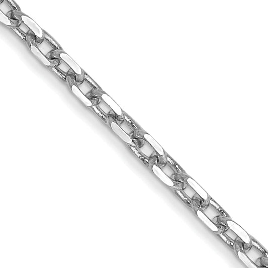14K White Gold 22 Inch 1.8mm Diamond-Cut Round Open Link Cable With Lobster Clasp Chain Necklace