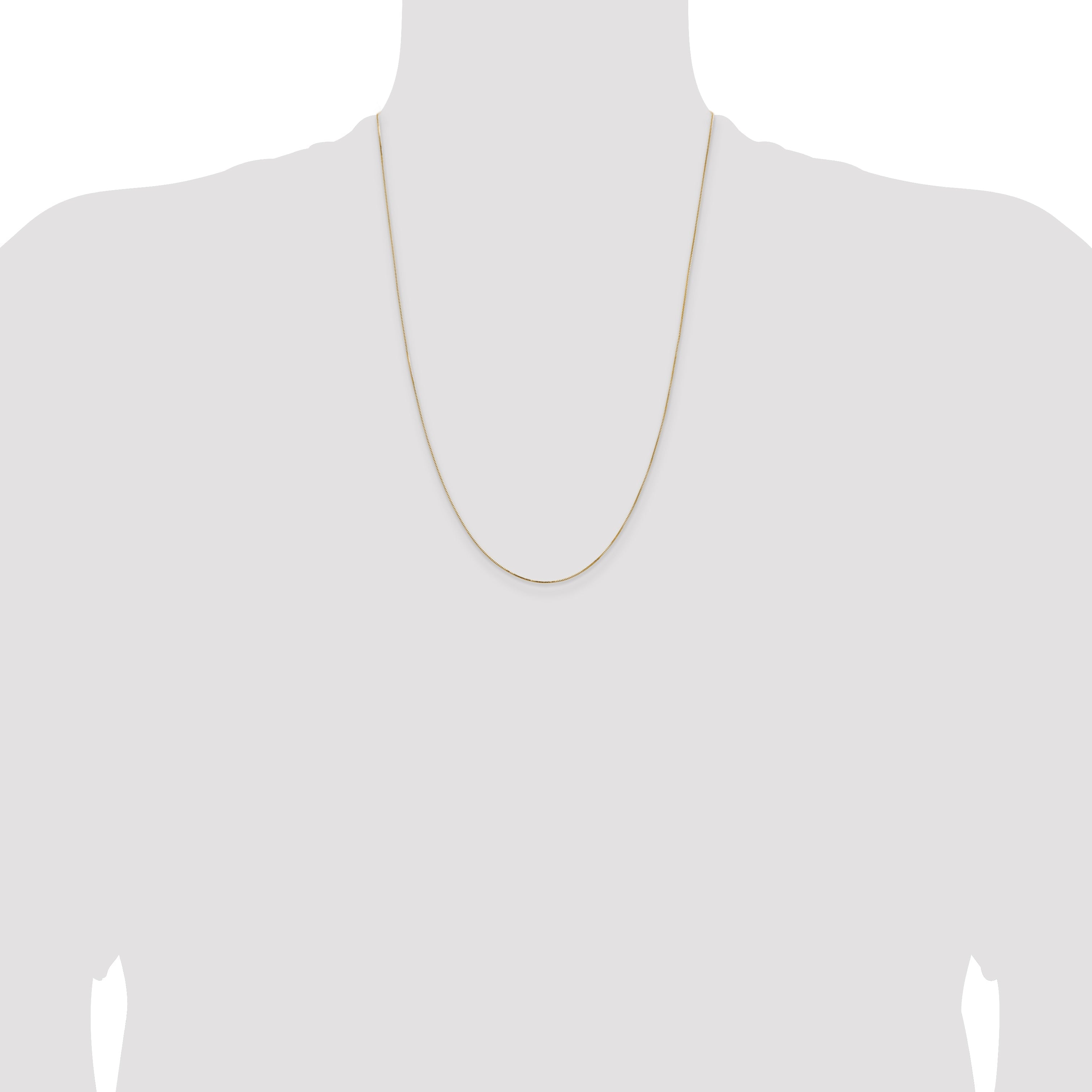 14K Yellow Gold 24 Inch .5mm Box With Lobster Clasp Chain Necklace