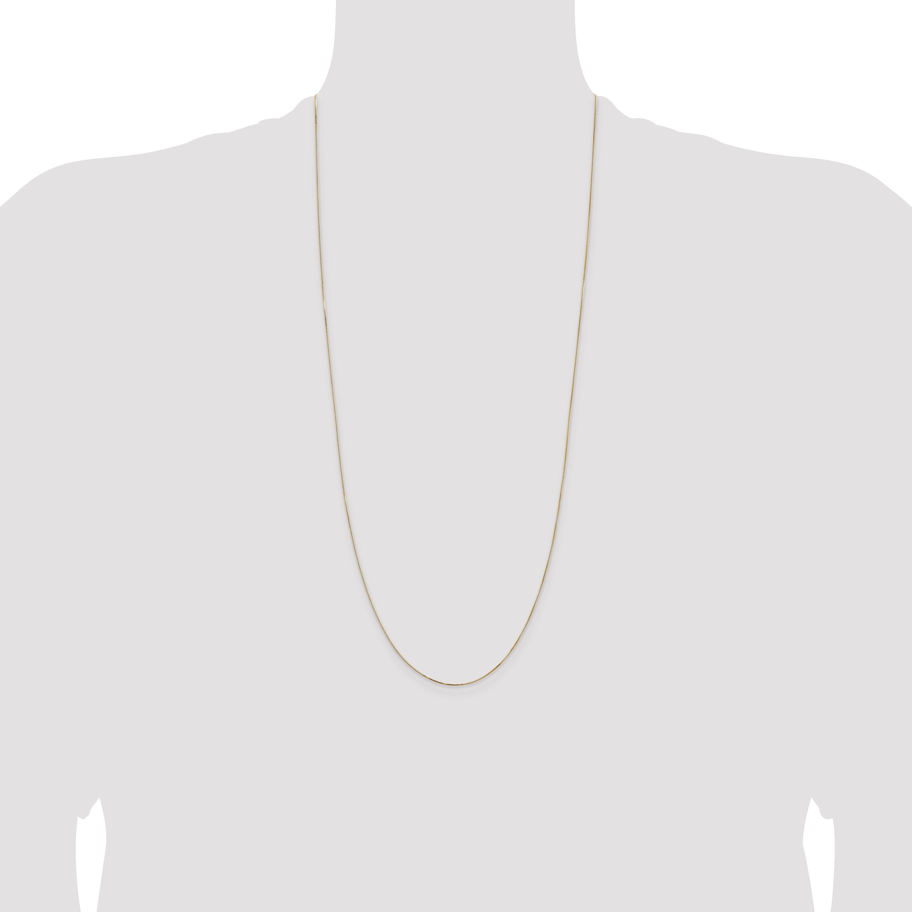 14K Yellow Gold 30 Inch .5mm Box With Lobster Clasp Chain Necklace
