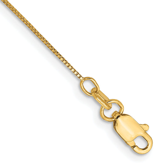 14K Yellow Gold 10 Inch .5mm Box With Lobster Clasp Anklet