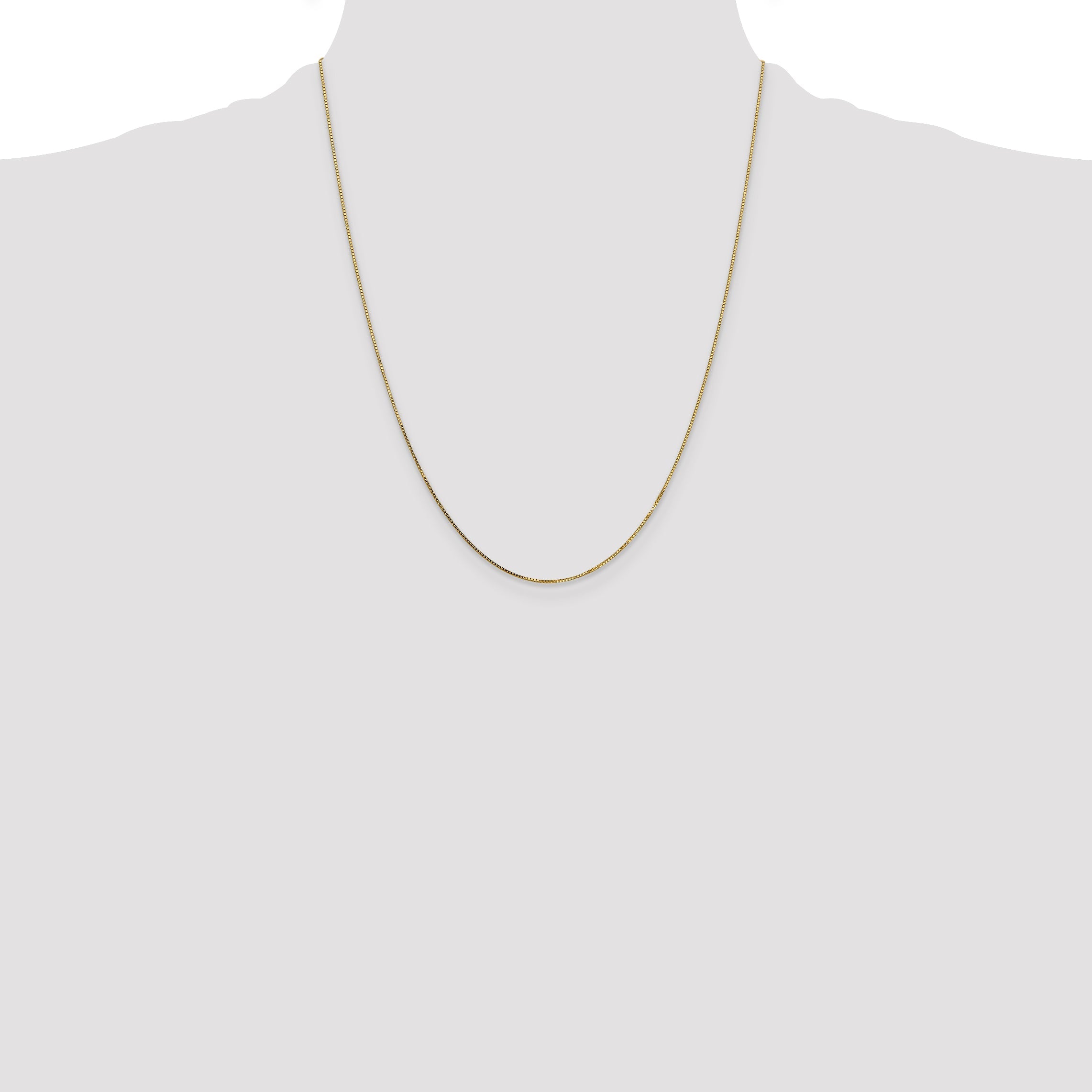 14K Yellow Gold 22 Inch .7mm Box With Spring Ring Clasp Chain Necklace