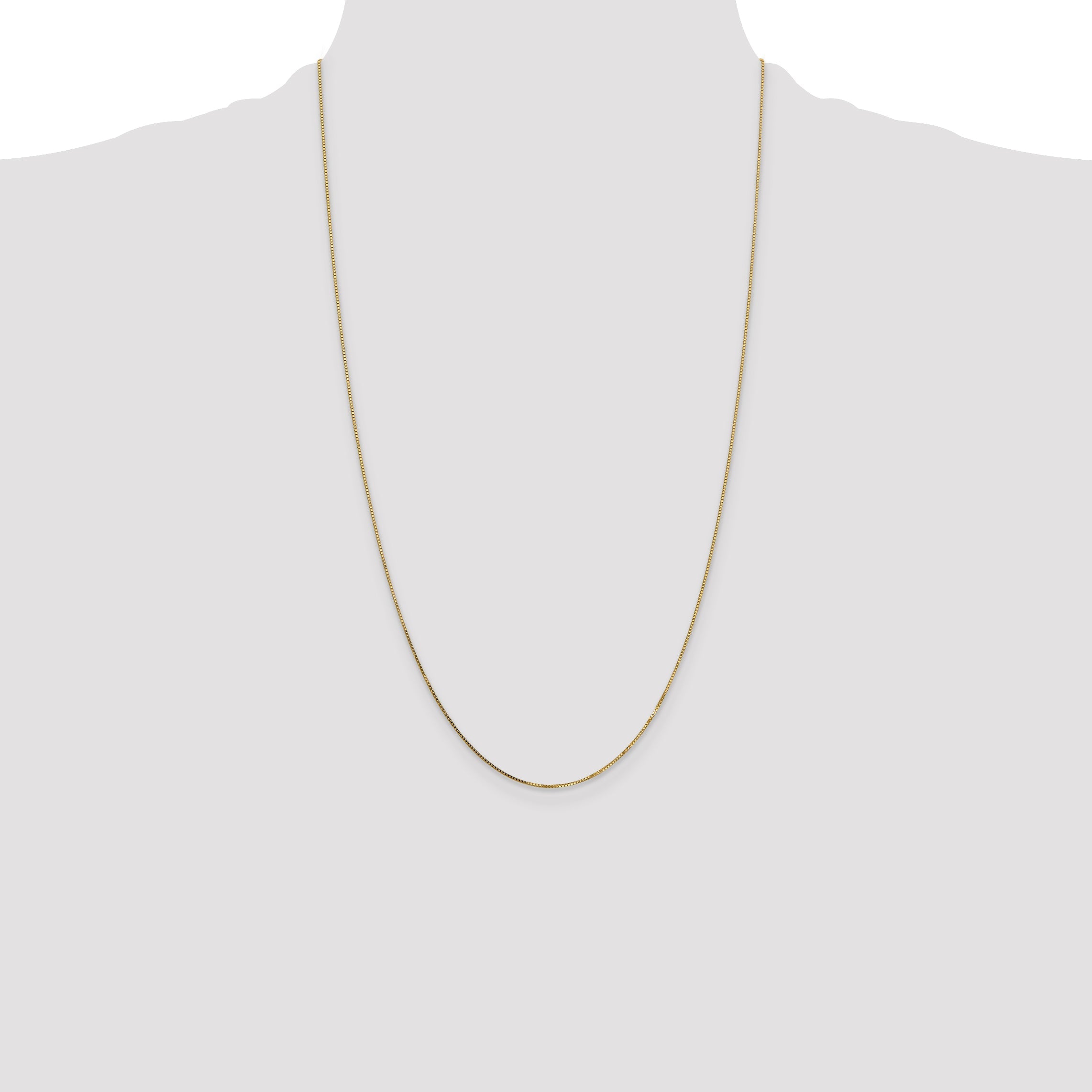 14K Yellow Gold 26 Inch .7mm Box With Spring Ring Clasp Chain Necklace