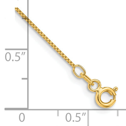 14K Yellow Gold 10 Inch .7mm Box With Spring Ring Clasp Anklet
