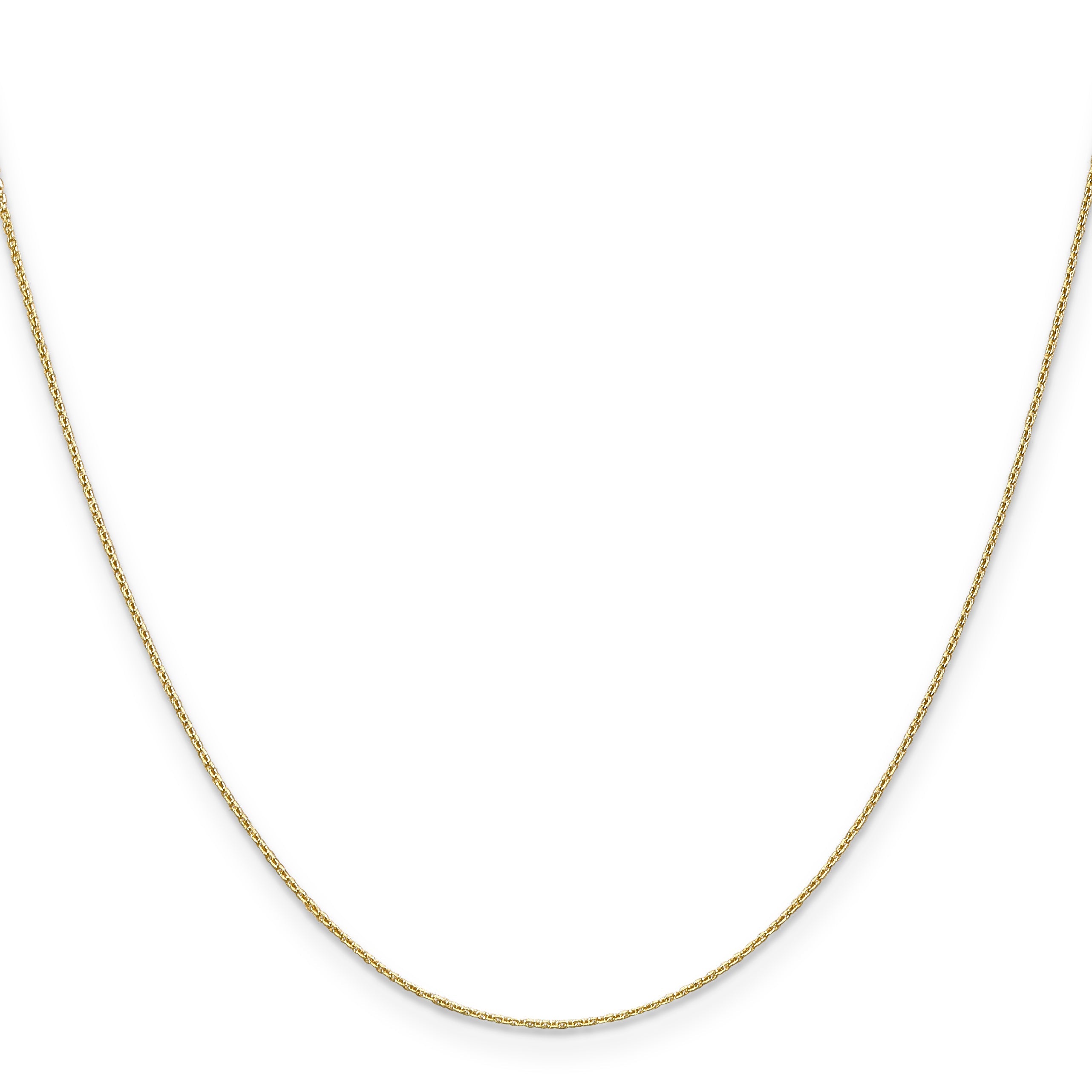 14K Yellow Gold 24 Inch .65mm Diamond-Cut Round Open Link Cable With Lobster Clasp Chain Necklace
