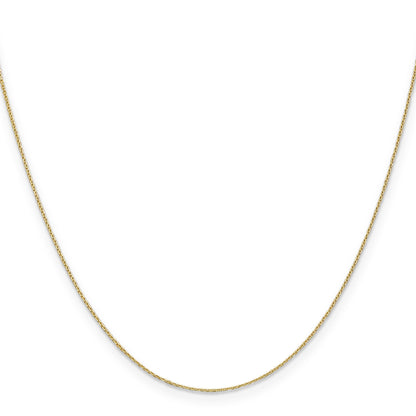 14K Yellow Gold 24 Inch .65mm Diamond-Cut Round Open Link Cable With Lobster Clasp Chain Necklace