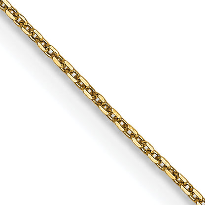 14K Yellow Gold 24 Inch .65mm Diamond-Cut Round Open Link Cable With Lobster Clasp Chain Necklace