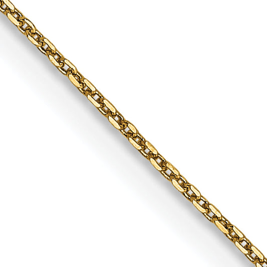 14K Yellow Gold 24 Inch .65mm Diamond-Cut Round Open Link Cable With Lobster Clasp Chain Necklace
