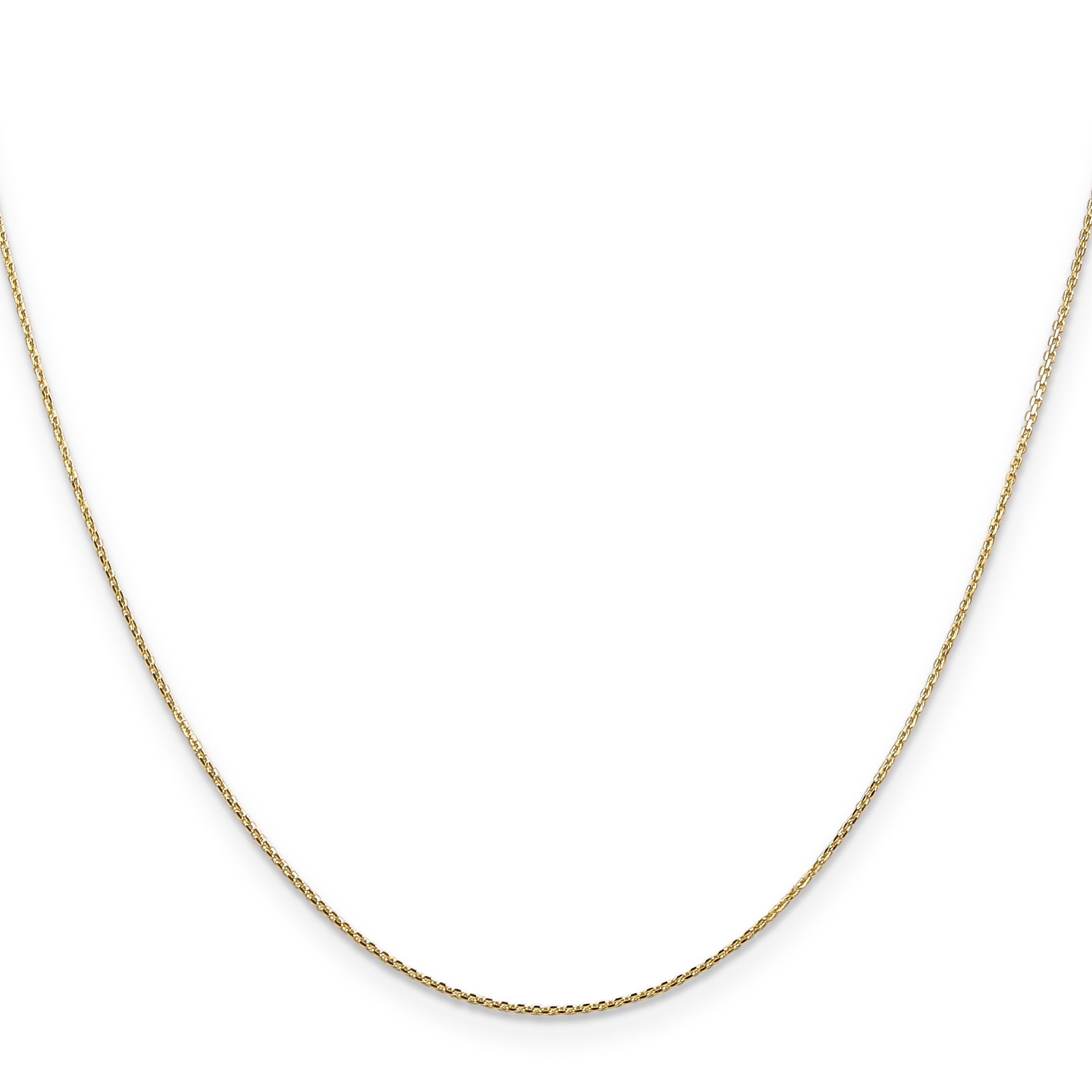 14K Yellow Gold 18 Inch .8mm Diamond-Cut Round Open Link Cable With Lobster Clasp Chain Necklace