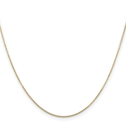 14K Yellow Gold 18 Inch .8mm Diamond-Cut Round Open Link Cable With Lobster Clasp Chain Necklace